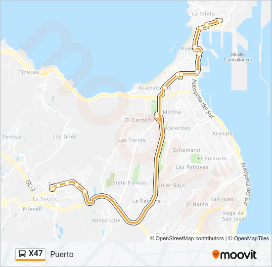X47 Bus Line Map