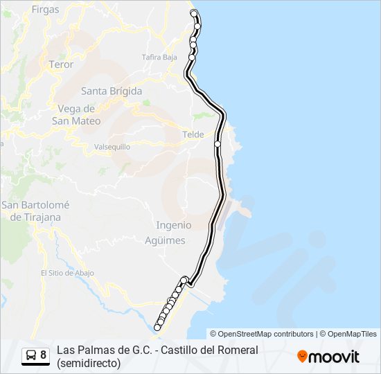 Mapa de 8 de autobús