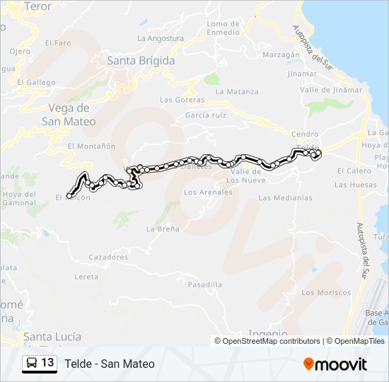 Mapa de 13 de autobús