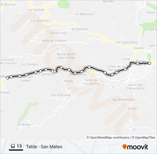 Mapa de 13 de autobús