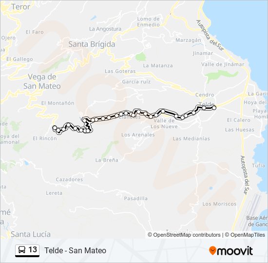 13 bus Mapa de línia