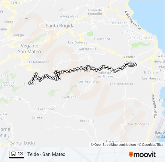 Mapa de 13 de autobús