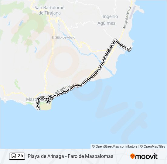 25 bus Line Map