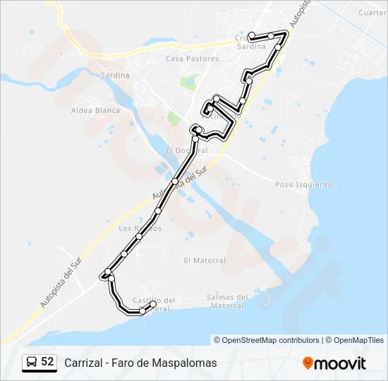 52 Bus Line Map