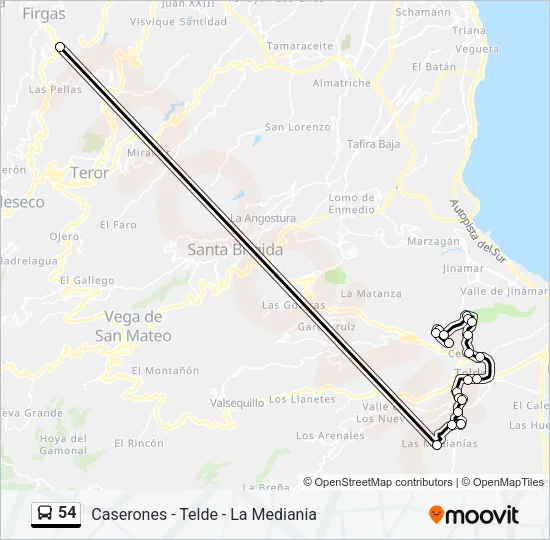 54 Bus Line Map