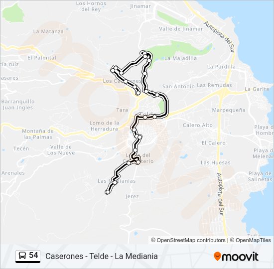 Mapa de 54 de autobús