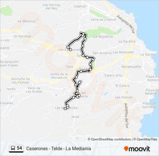 54 bus Line Map