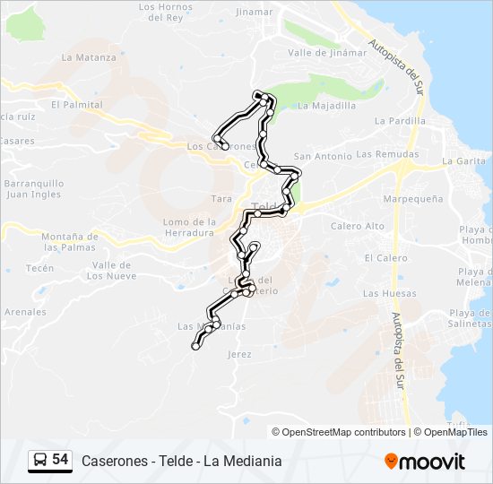 54 bus Line Map