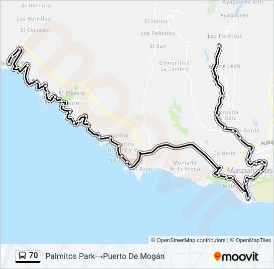 70 Bus Line Map