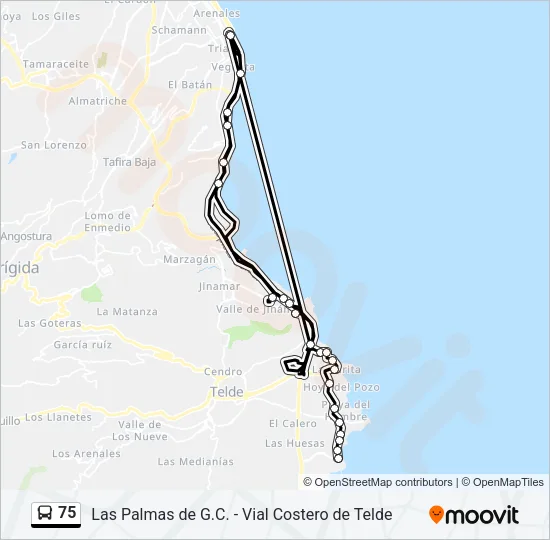 75 Bus Line Map