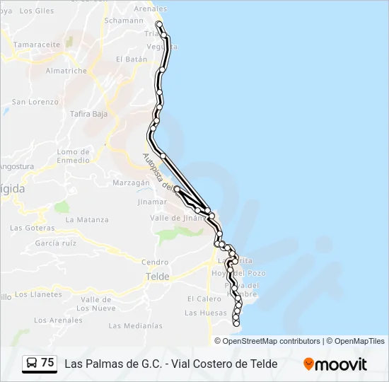 75 Bus Line Map