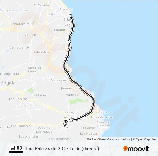 80 Bus Line Map