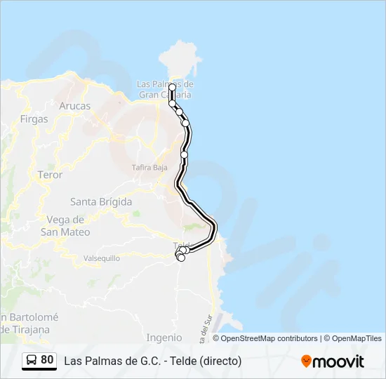 80 Bus Line Map