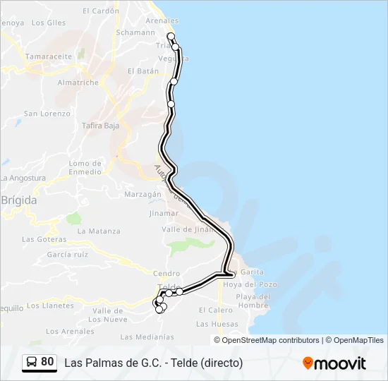 80 Bus Line Map