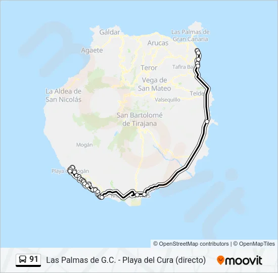 91 Bus Line Map