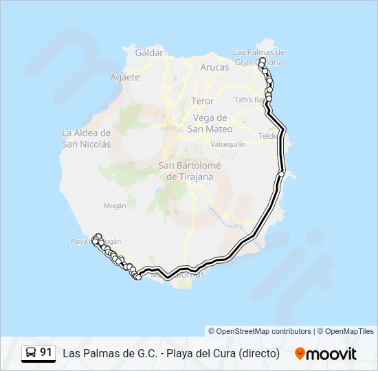 91 Bus Line Map