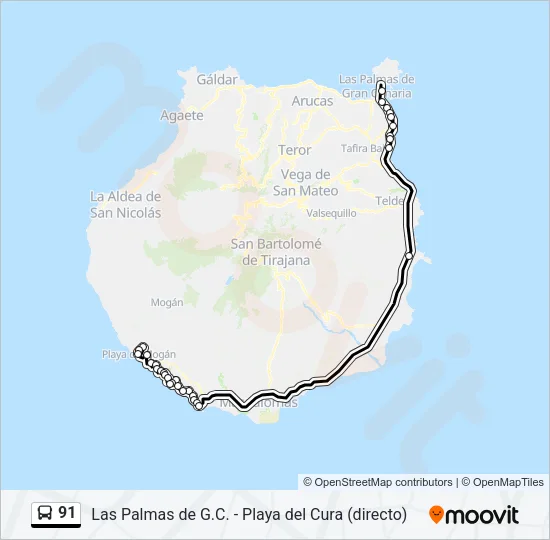 91 Bus Line Map