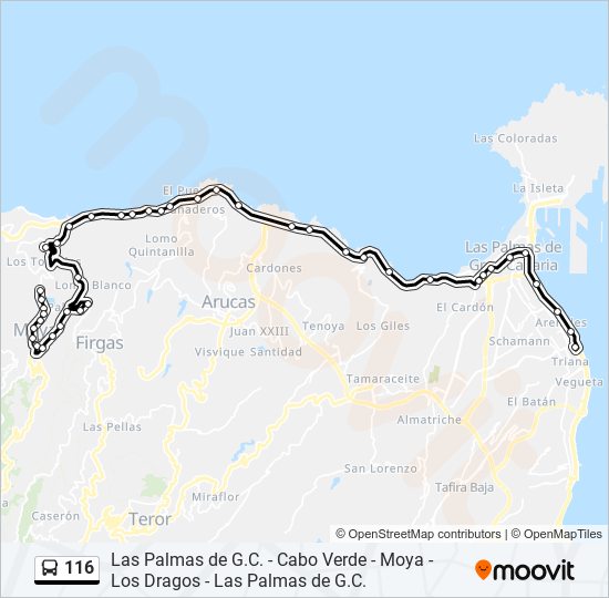 Mapa de 116 de autobús