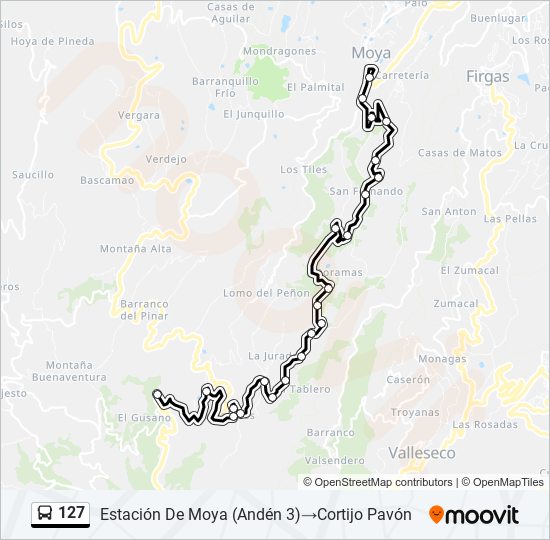 Mapa de 127 de autobús