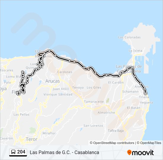 Mapa de 204 de autobús