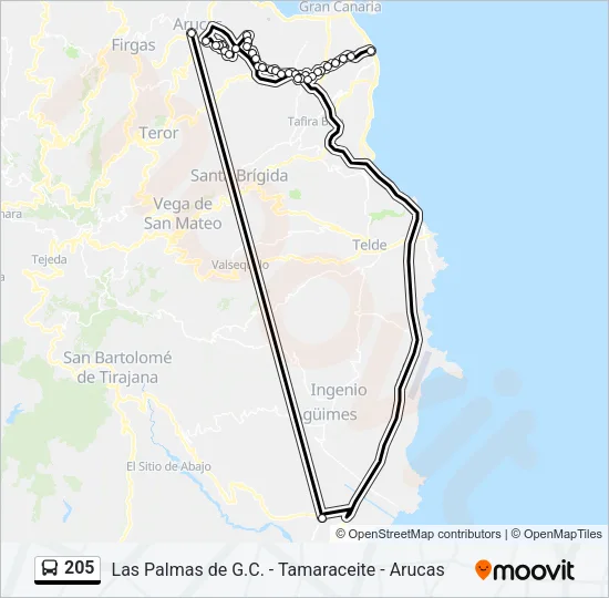 205 Bus Line Map