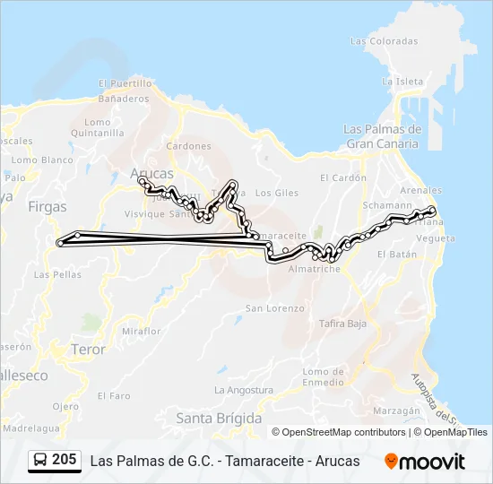 205 Bus Line Map