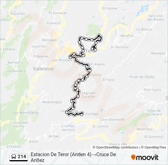214 Bus Line Map