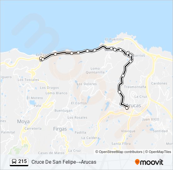 215 bus Line Map