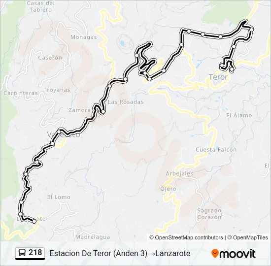 218 Bus Line Map