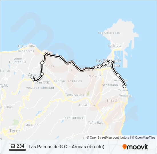 234 Bus Line Map
