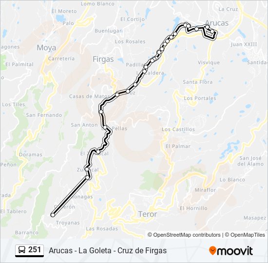 Mapa de 251 de autobús