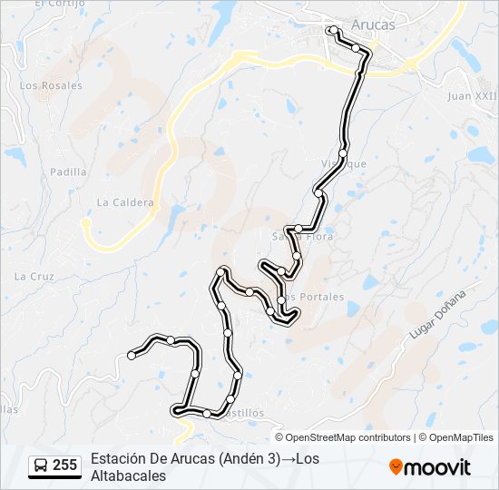 Mapa de 255 de autobús