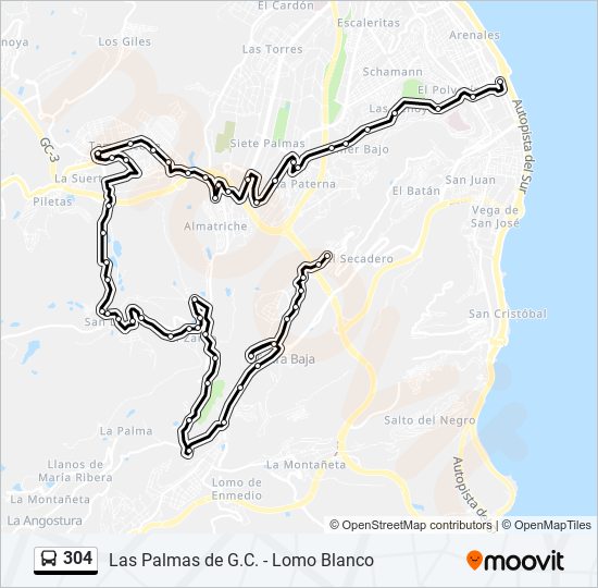 304 bus Line Map