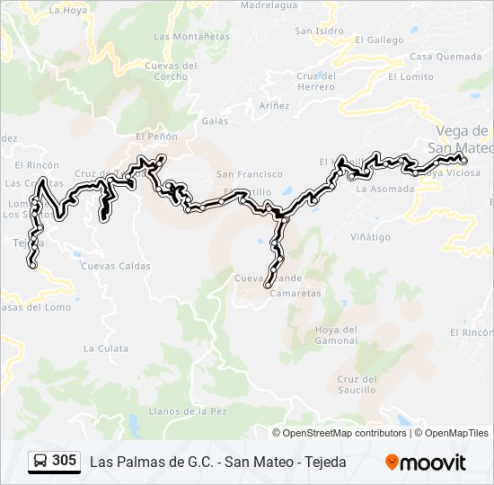 Mapa de 305 de autobús