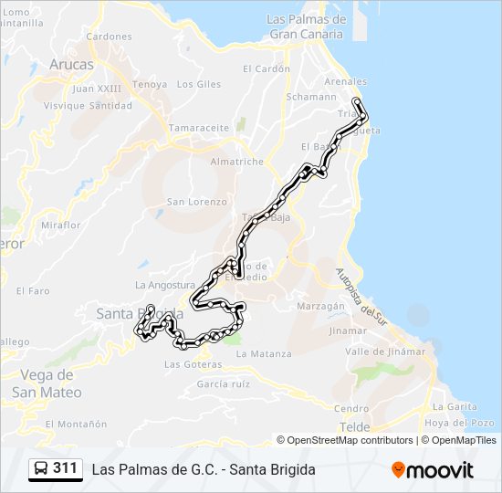 Mapa de 311 de autobús