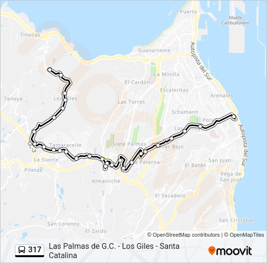 Mapa de 317 de autobús