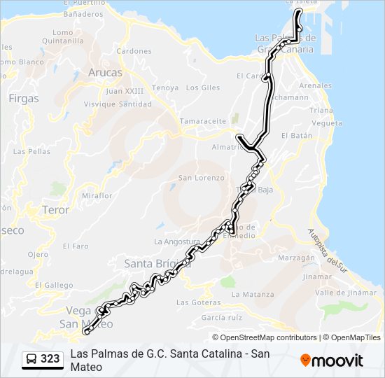 Mapa de 323 de autobús