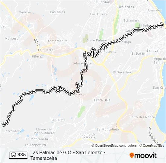 335 Bus Line Map