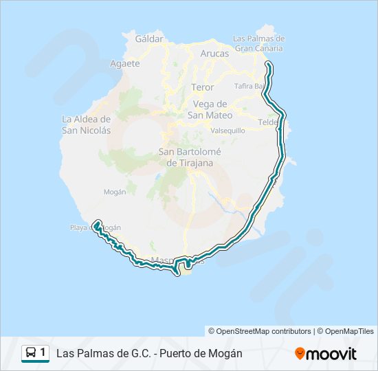 Mapa de 1 de autobús