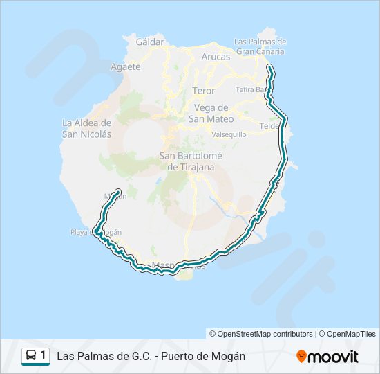 Mapa de 1 de autobús