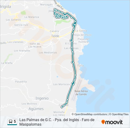 5 Route: Schedules, Stops & Maps - Valle De Jinámar‎→Carrizal (Updated)