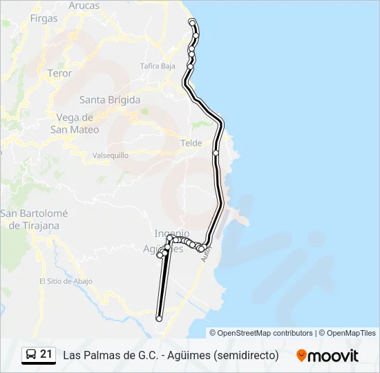 21 Bus Line Map