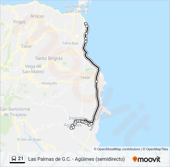 21 Bus Line Map