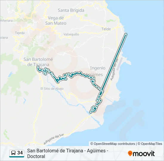 34 Bus Line Map