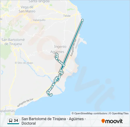 34 Bus Line Map