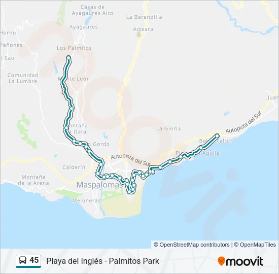 45 Bus Line Map