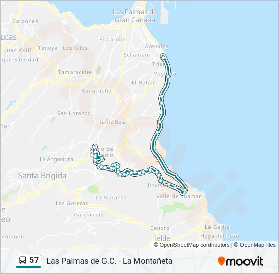 57 Bus Line Map