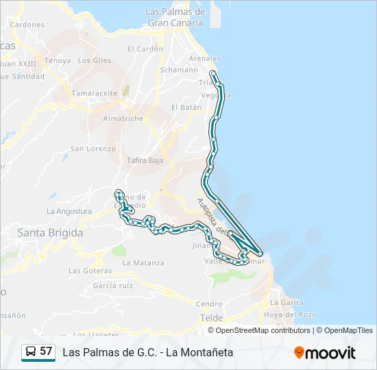 57 Bus Line Map