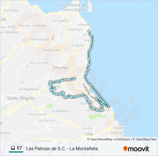 57 Bus Line Map