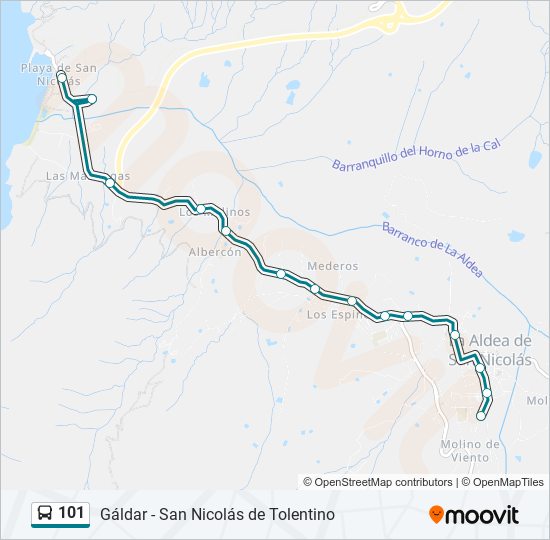 Mapa de 101 de autobús